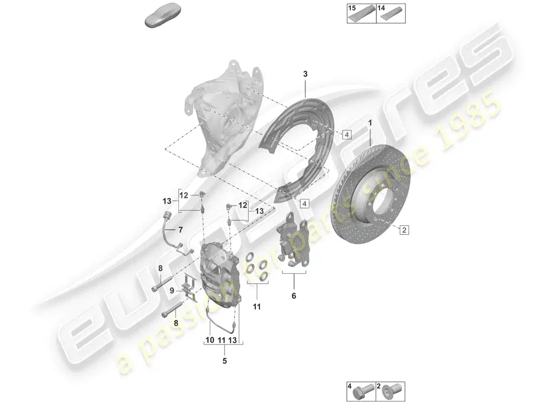porsche 2019 (992-1) frenos de disco diagrama de piezas