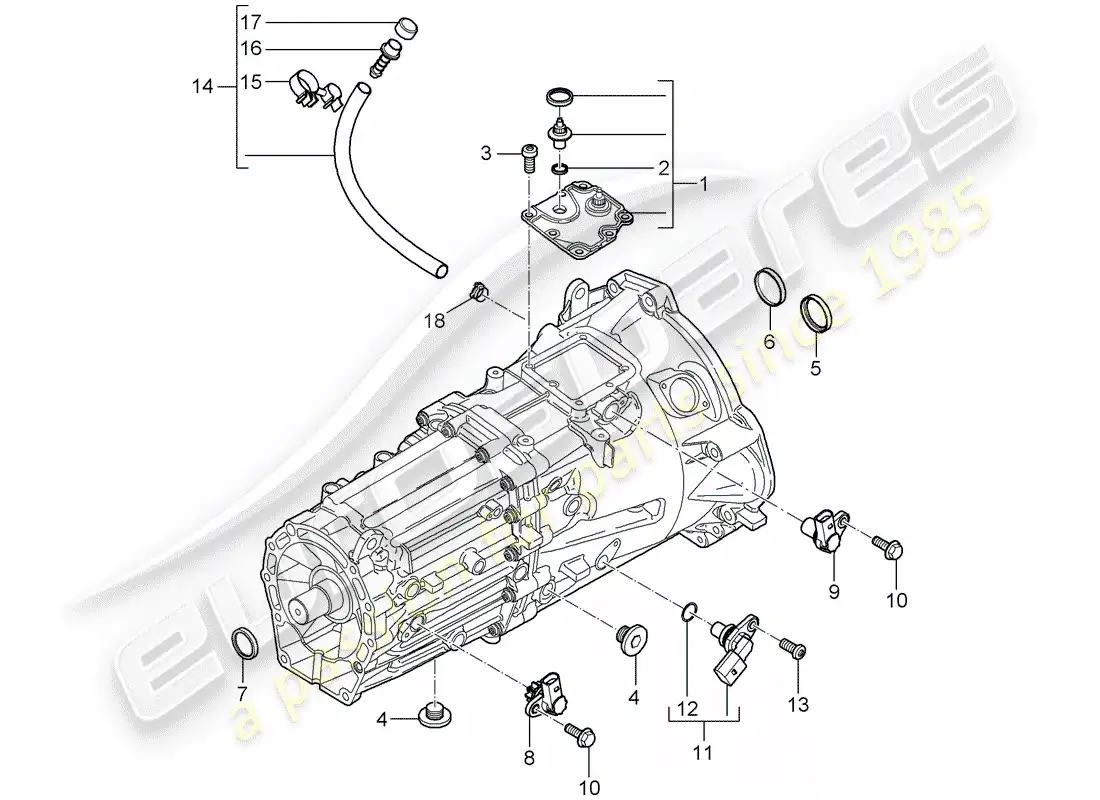 porsche 2009 (cayenne e1 9pa) transmisión de repuesto diagrama de piezas
