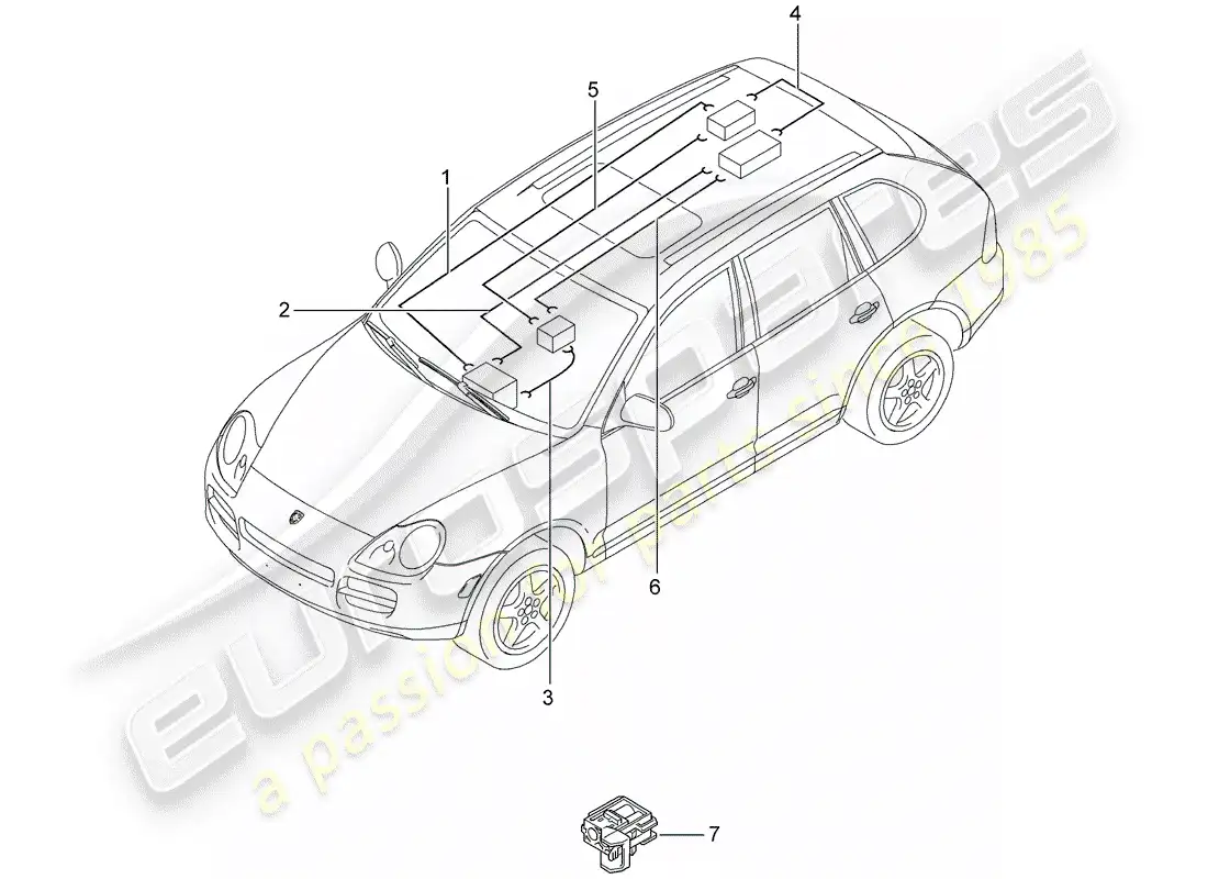 porsche 2004 (cayenne e1 9pa) fibra óptica ligera diagrama de piezas