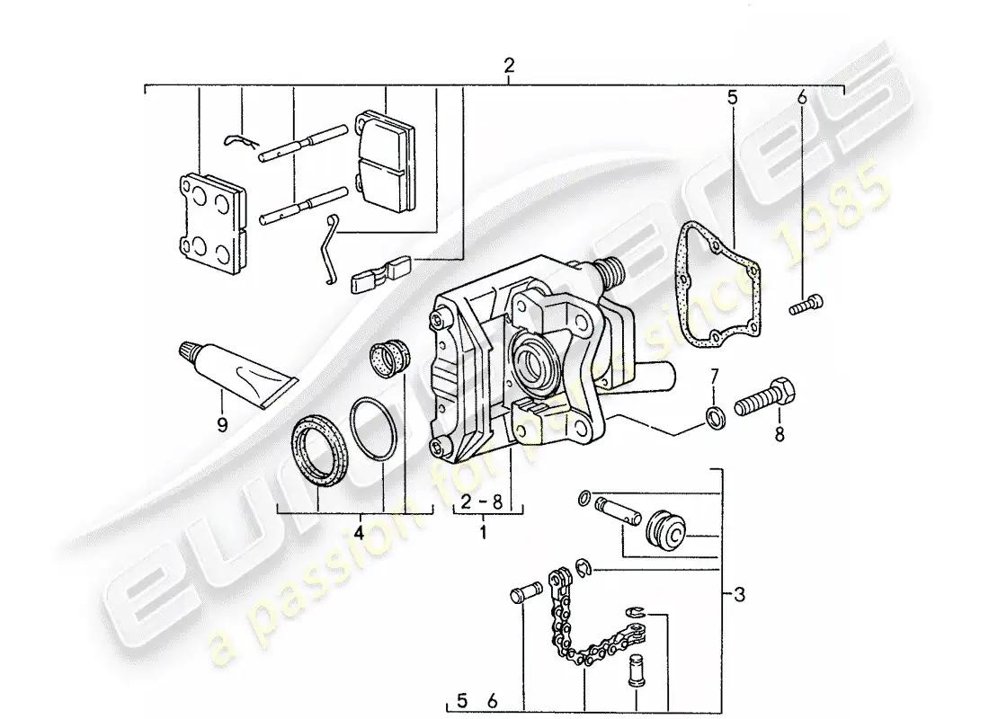 porsche 1987 (959) pinza de freno - para - freno de mano diagrama de piezas