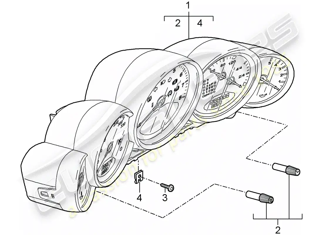 porsche 2007 (997-1 turbo / gt2) instruments diagrama de piezas