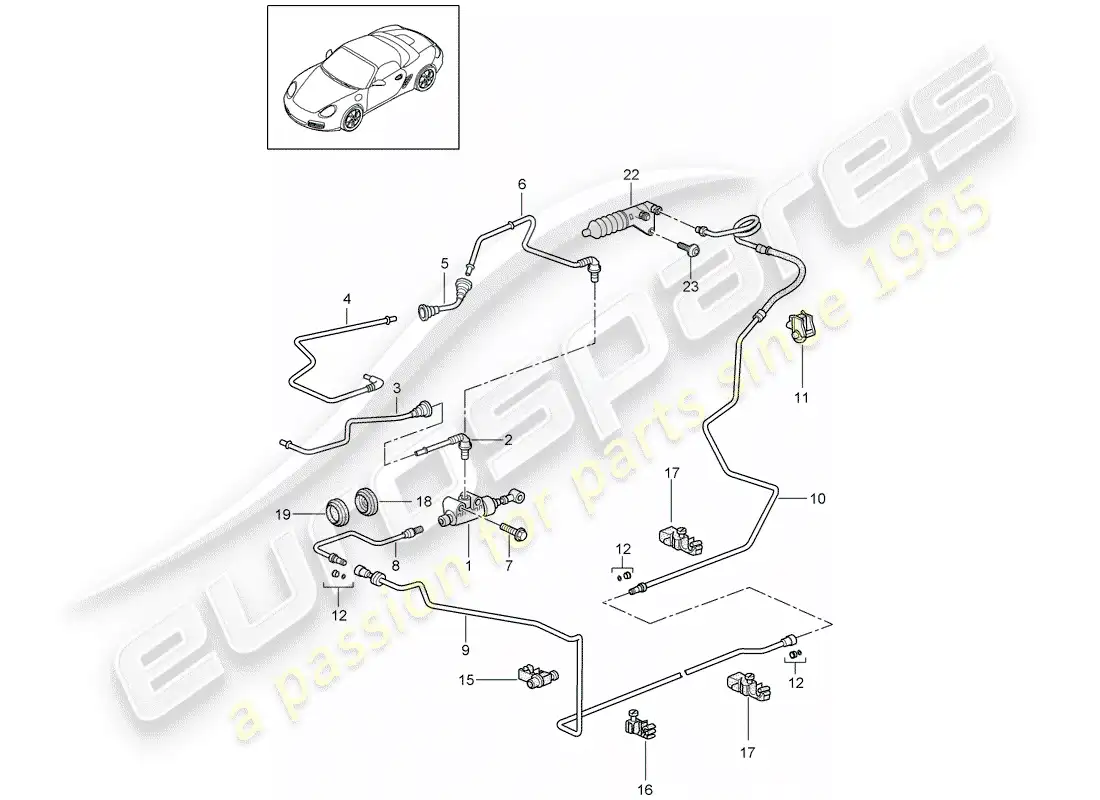 porsche 2009 (987 boxster) embrague hidráulico diagrama de piezas