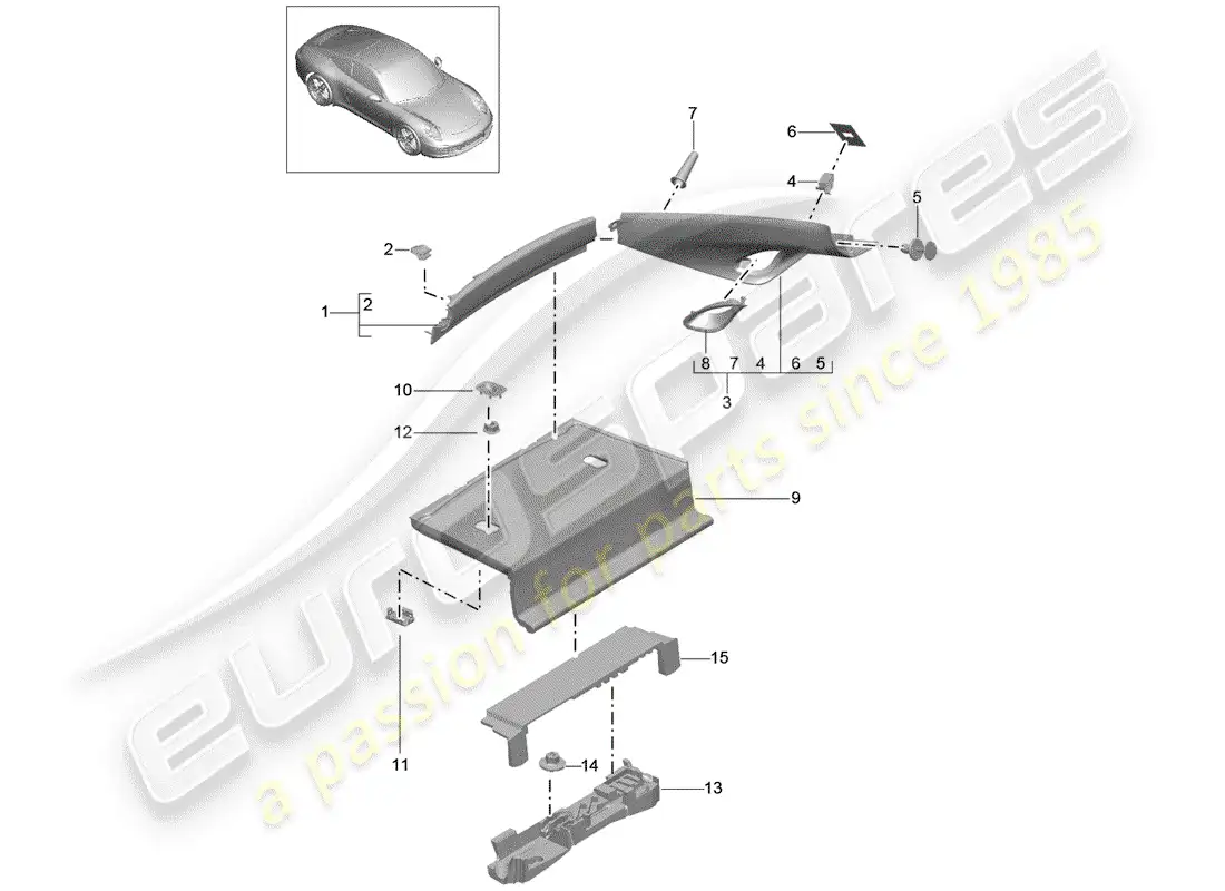 porsche 2012 (991-1) adornos diagrama de piezas