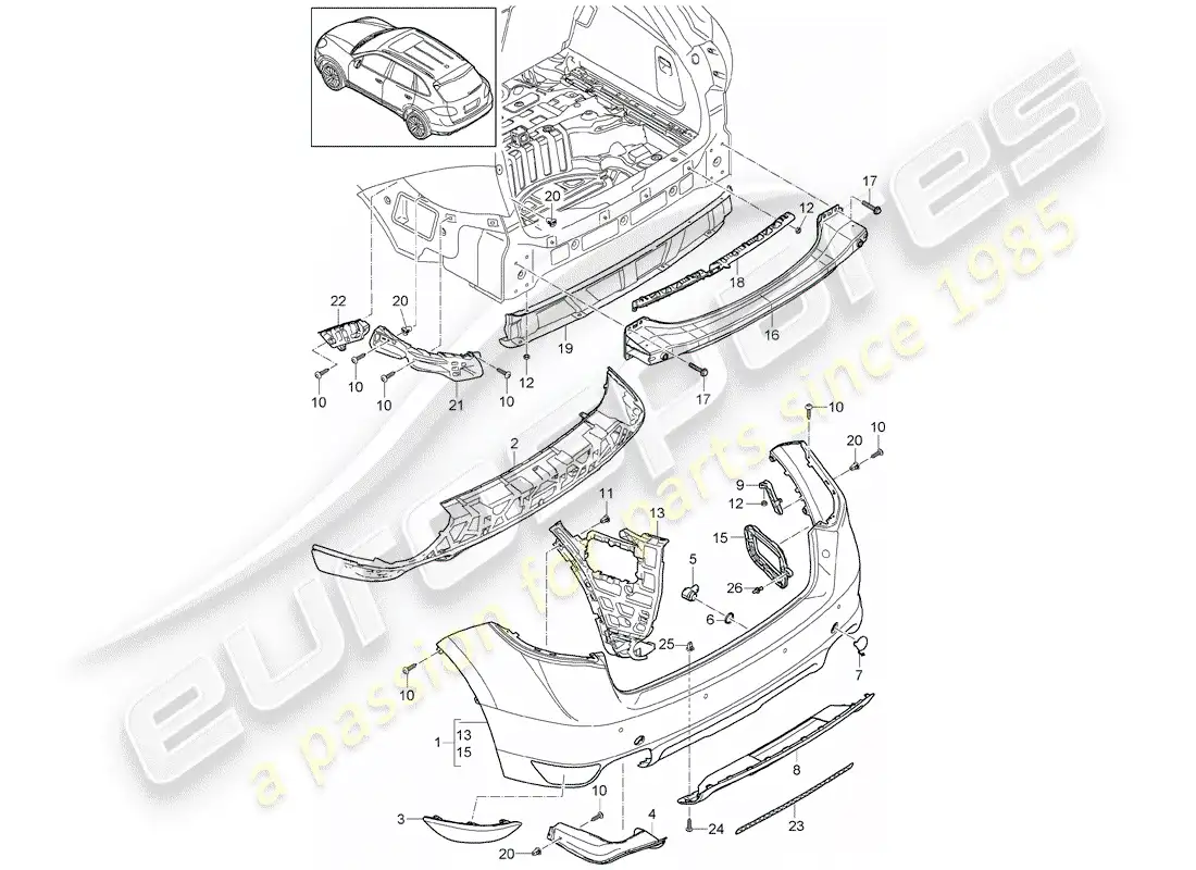 porsche 2016 (cayenne e2 92a) recubrimiento diagrama de piezas