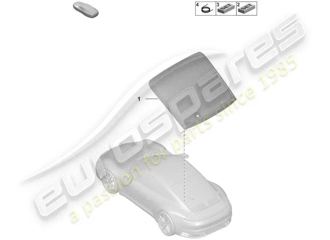 porsche 2020 (992-1) vidrio de la ventana trasera diagrama de piezas