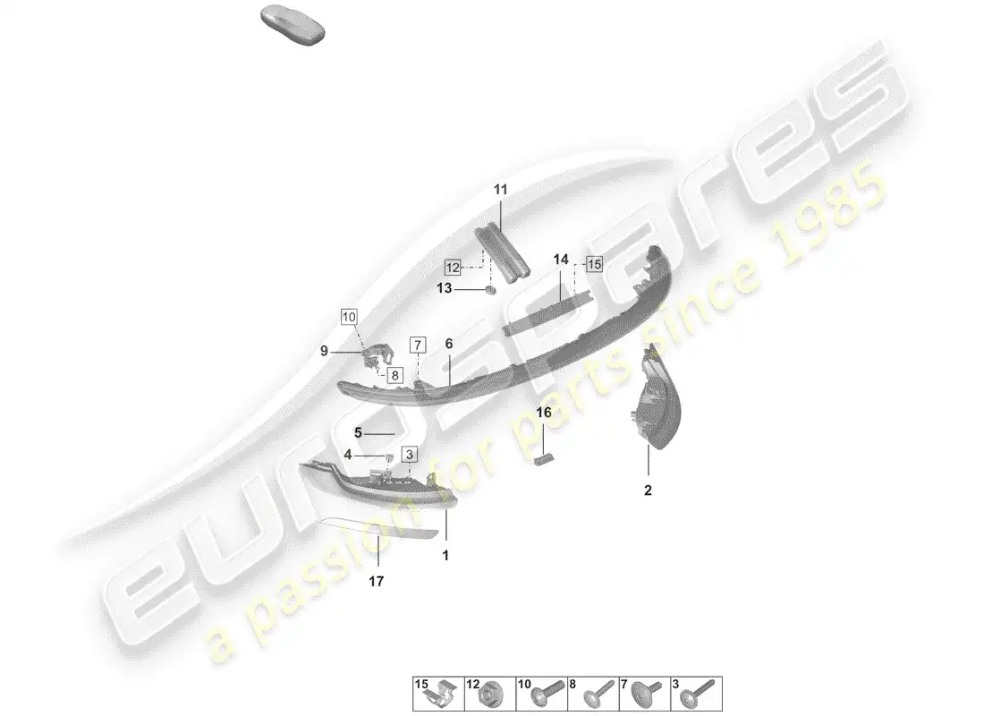 porsche 2019 (992-1) luz trasera diagrama de piezas