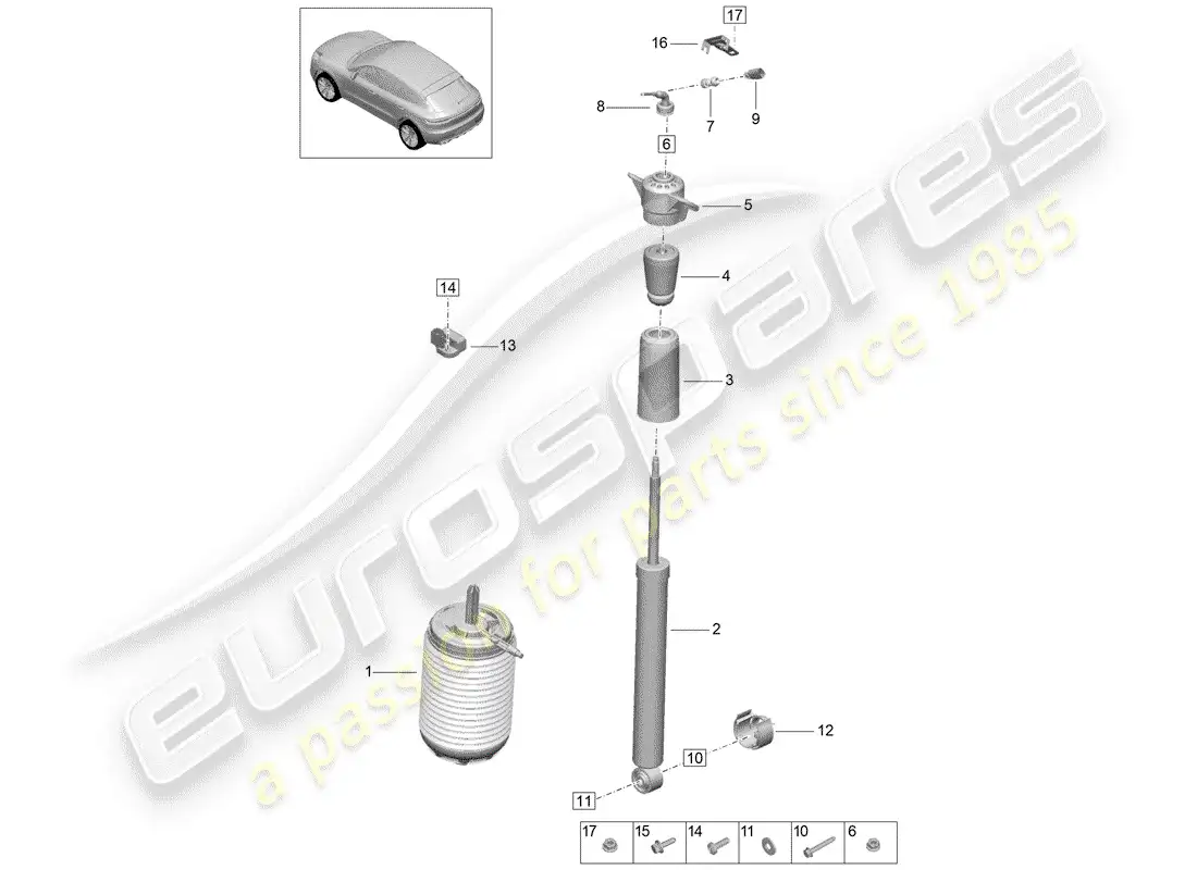 porsche 2019 (macan) suspensión de aire diagrama de piezas