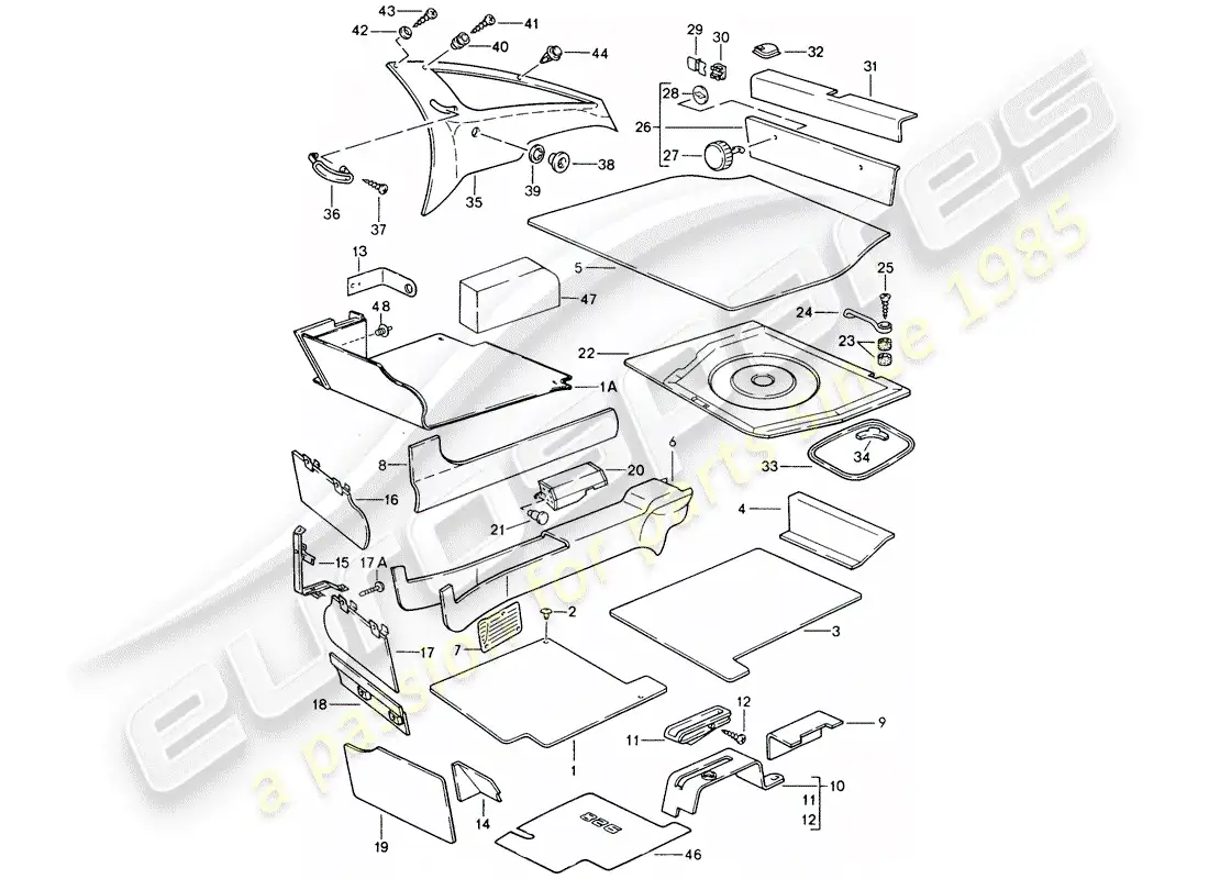 porsche 1990 (928) adornos diagrama de piezas