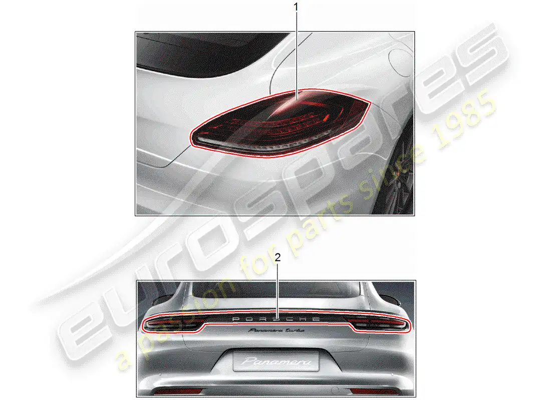 porsche 2020 (tequipment panamera) luz trasera diagrama de piezas