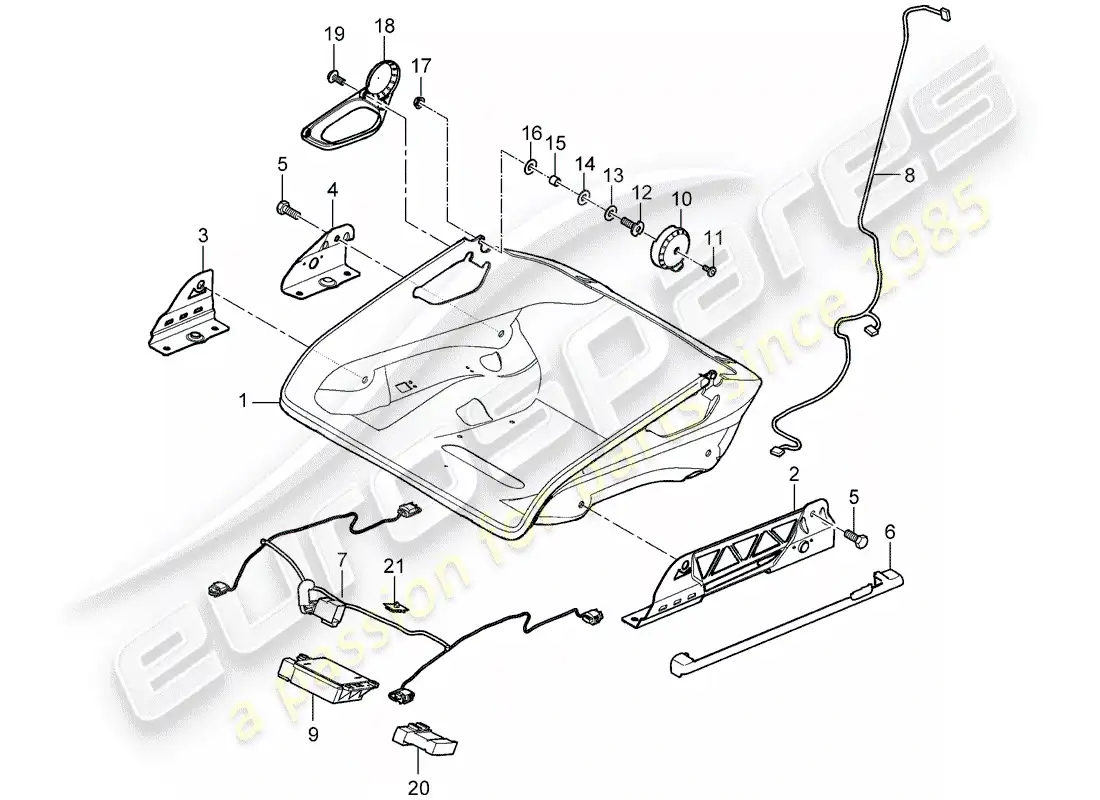 porsche 2007 (997-1 gt3) asiento diagrama de piezas