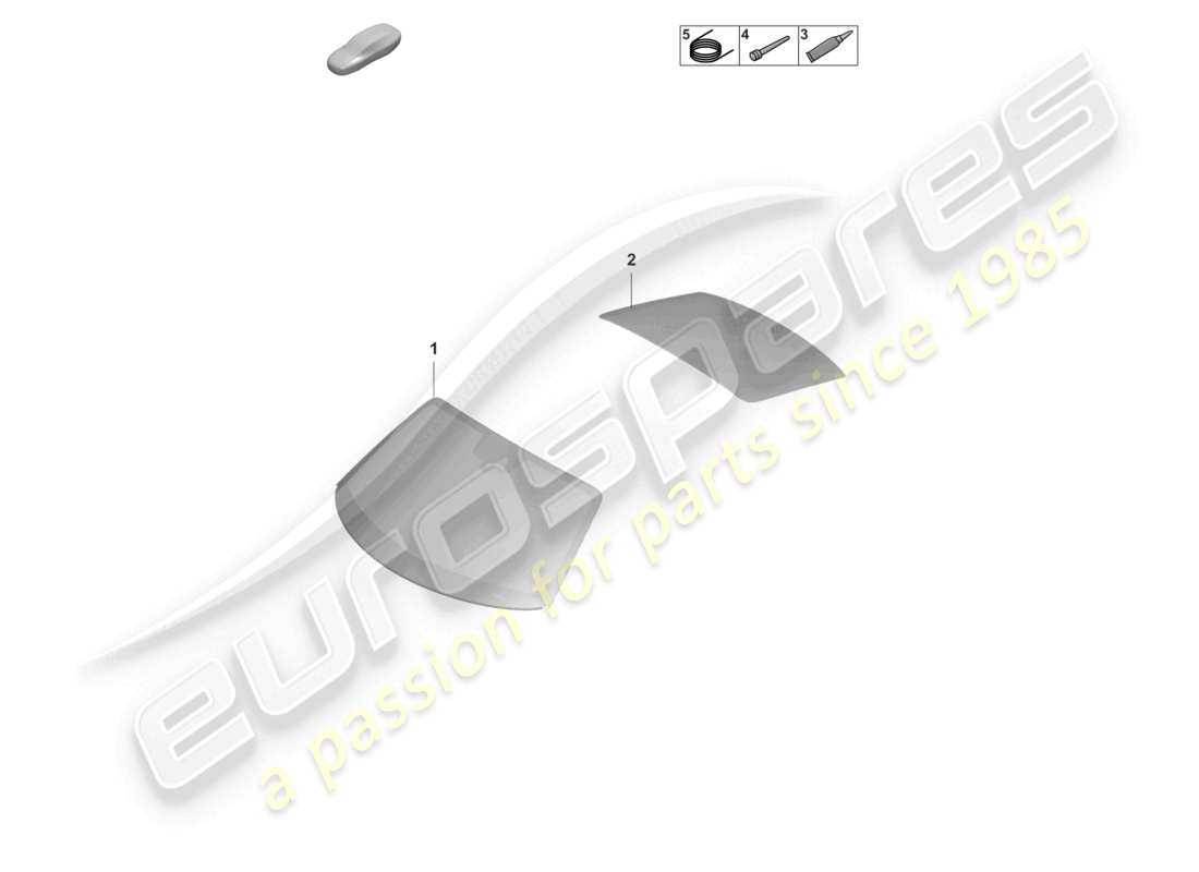 porsche 2021 (992-1 gt3/rs/st) diagrama de piezas de la ventana trasera del parabrisas