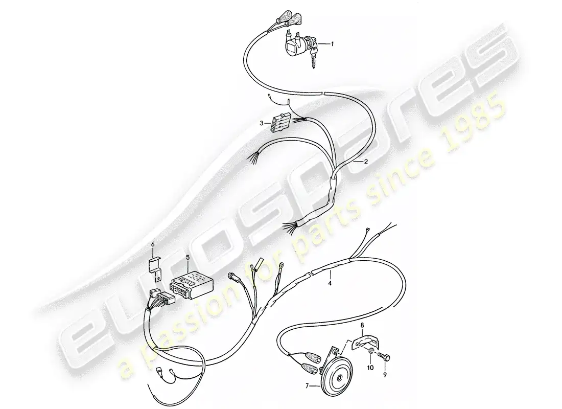 porsche 1986 (911) sistema de alarmas diagrama de piezas