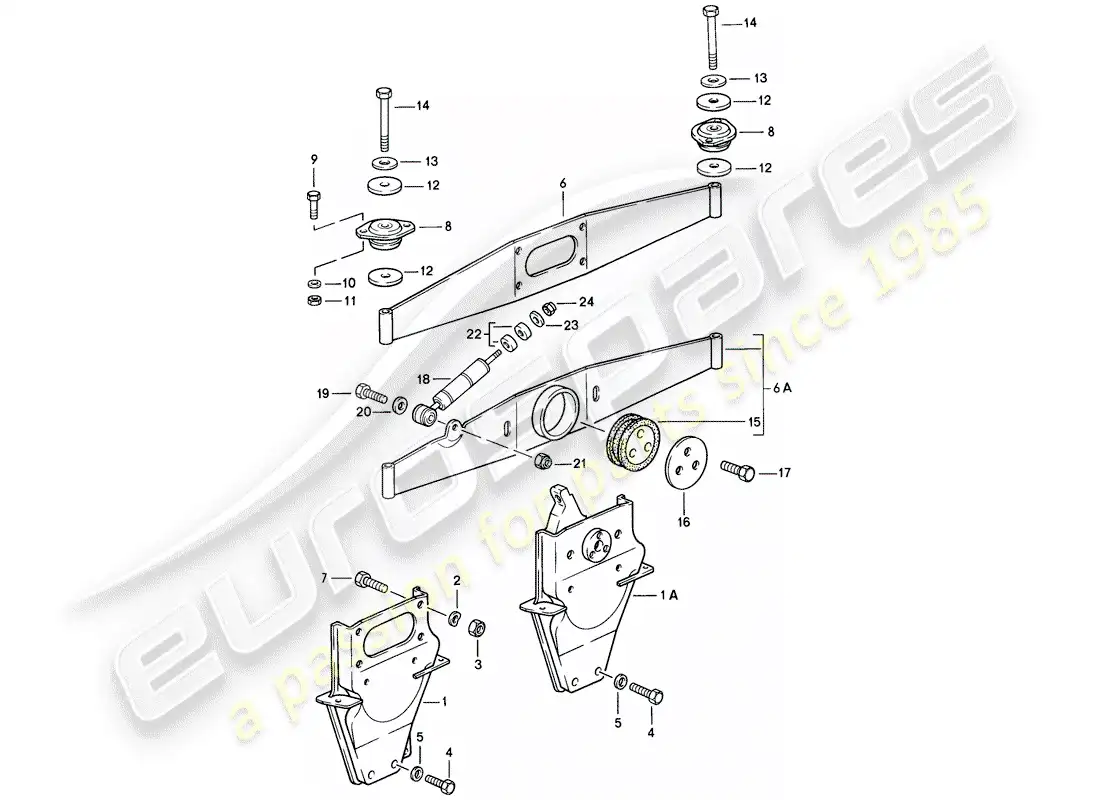 porsche 1986 (911) suspensión del motor diagrama de piezas