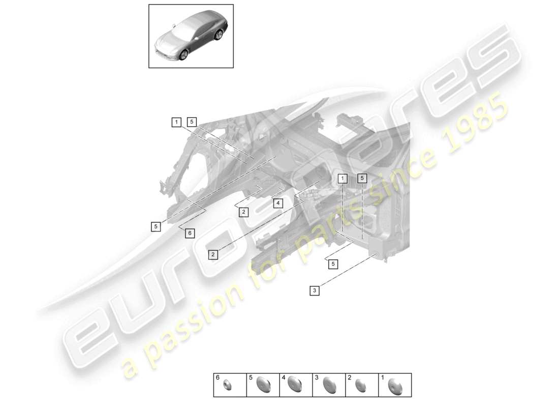 porsche 2022 (panamera 971-2) diagrama de piezas del extremo frontal de bungs
