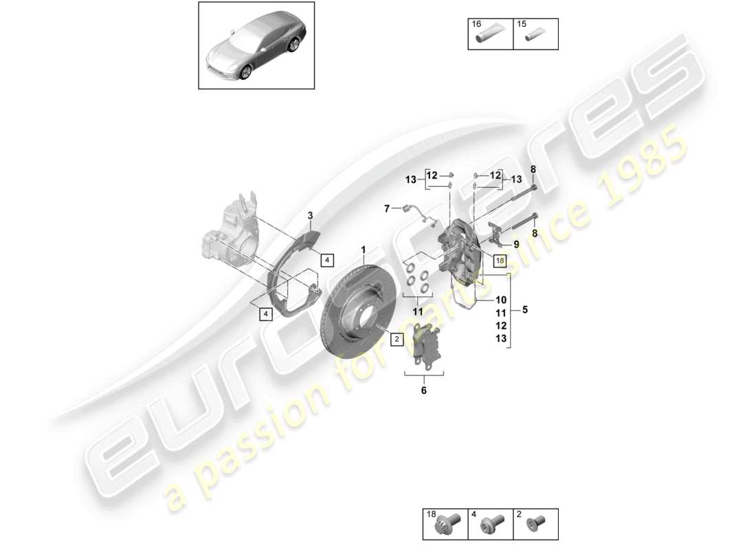 porsche 2021 (panamera 971-1) freno de disco eje trasero diagrama de piezas
