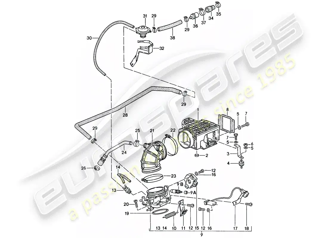 porsche 1987 (911) para-l-jetronic i diagrama de piezas
