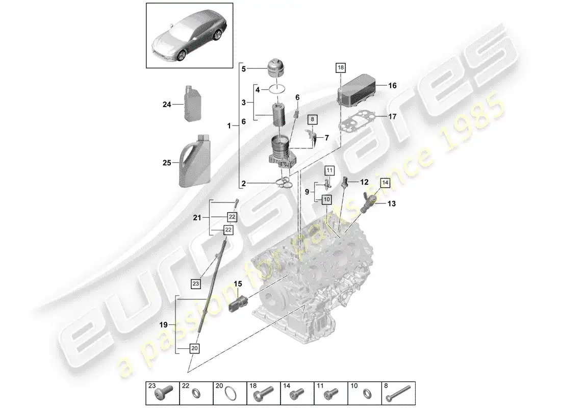 porsche 2020 (panamera 971-1) filtro de aceite diagrama de piezas