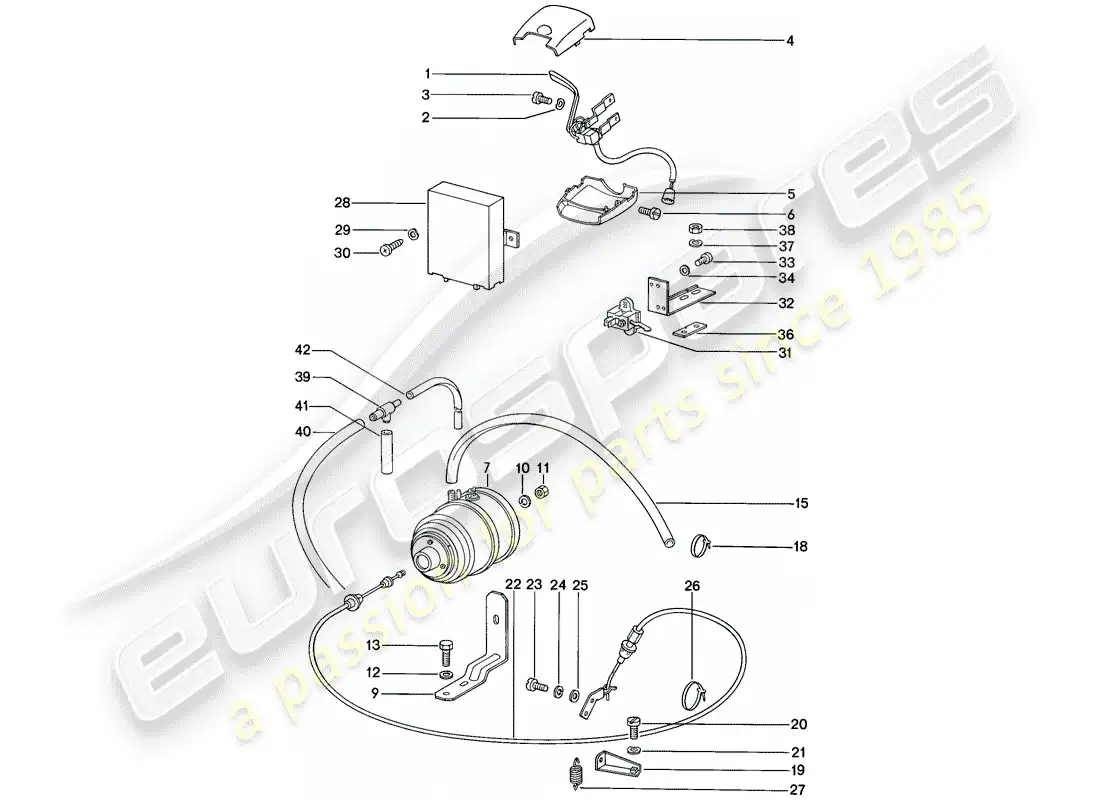 porsche 1988 (911) sistema de control de crucero - d - mj 1987>> - mj 1987 diagrama de piezas
