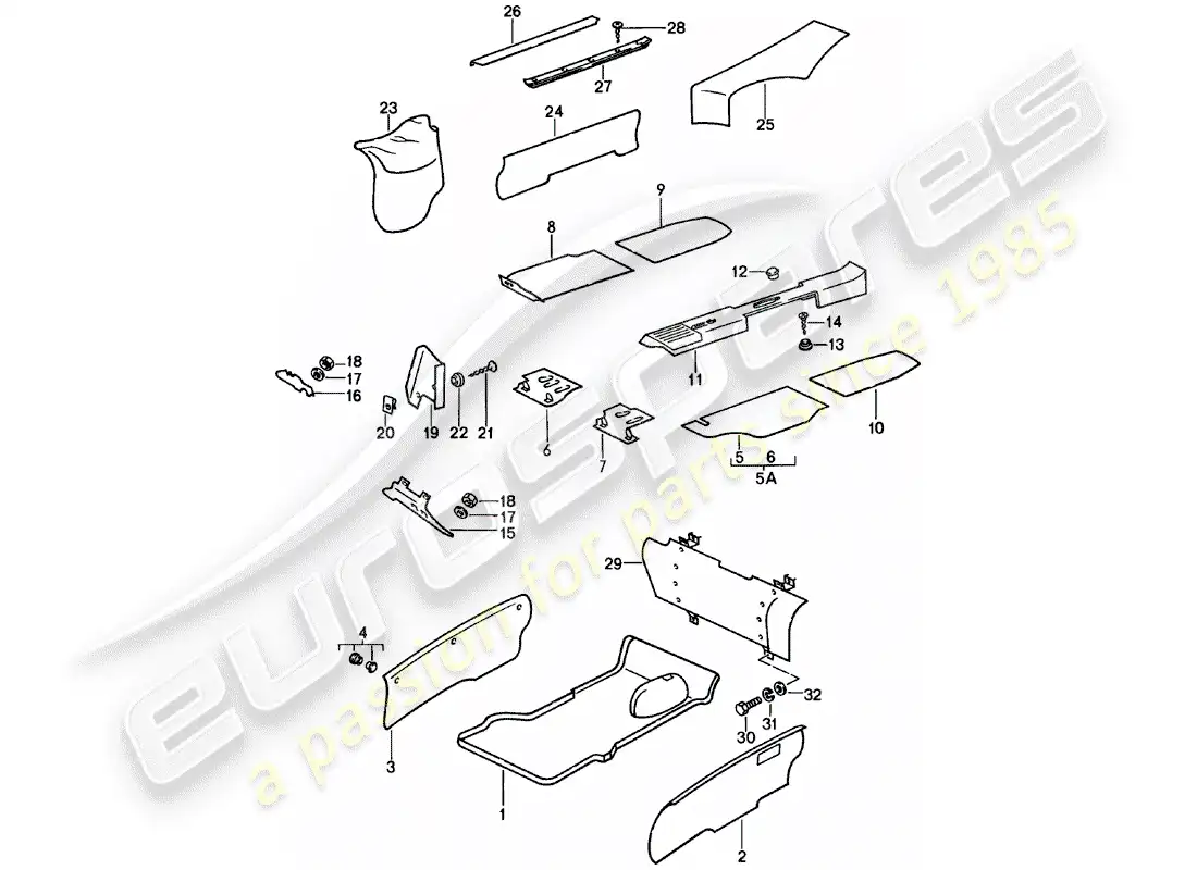 porsche 1979 (911) equipamiento interior diagrama de piezas