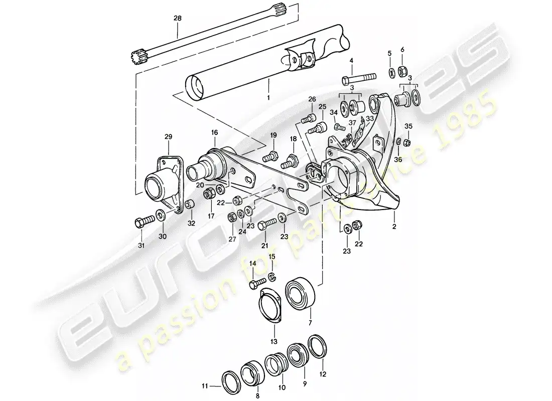 porsche 1987 (911) eje posterior diagrama de piezas