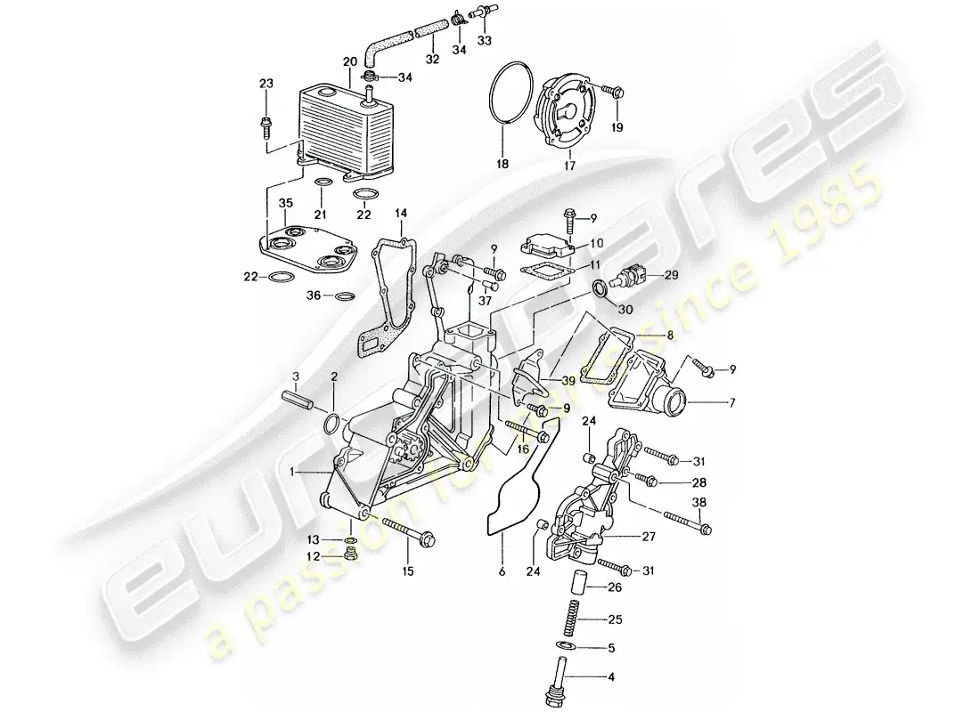 porsche 2001 (986 boxster) bomba de aceite diagrama de piezas
