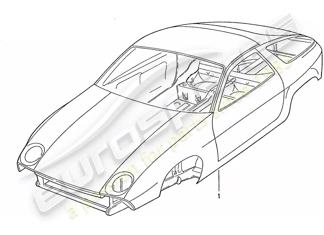 porsche 1988 (928) cuerpo del auto diagrama de piezas