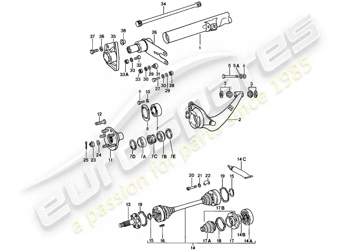 porsche 1981 (911) eje posterior diagrama de piezas