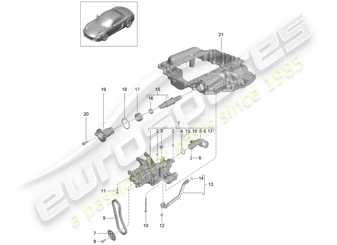 porsche 2016 (981 boxster) bomba de aceite diagrama de piezas