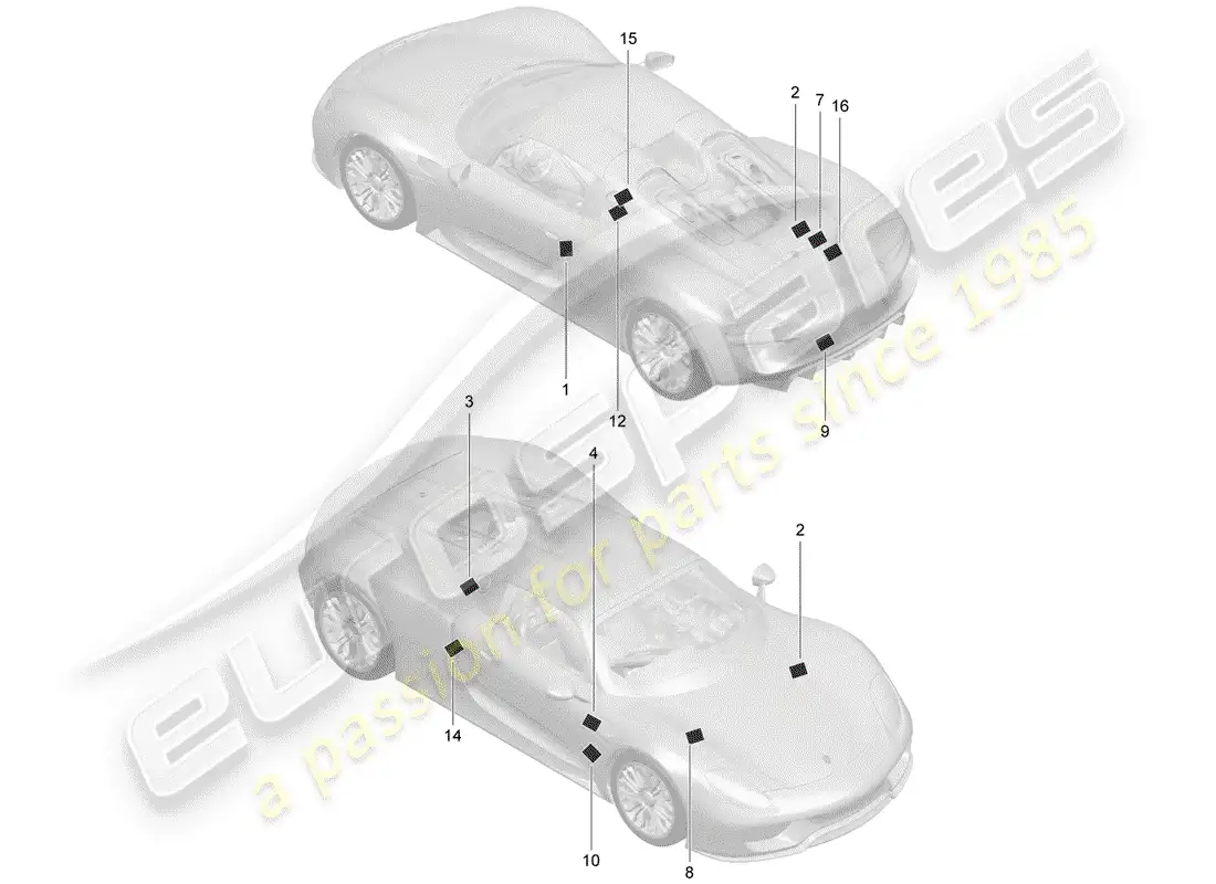 porsche 2015 (918 spyder) señales/avisos diagrama de piezas