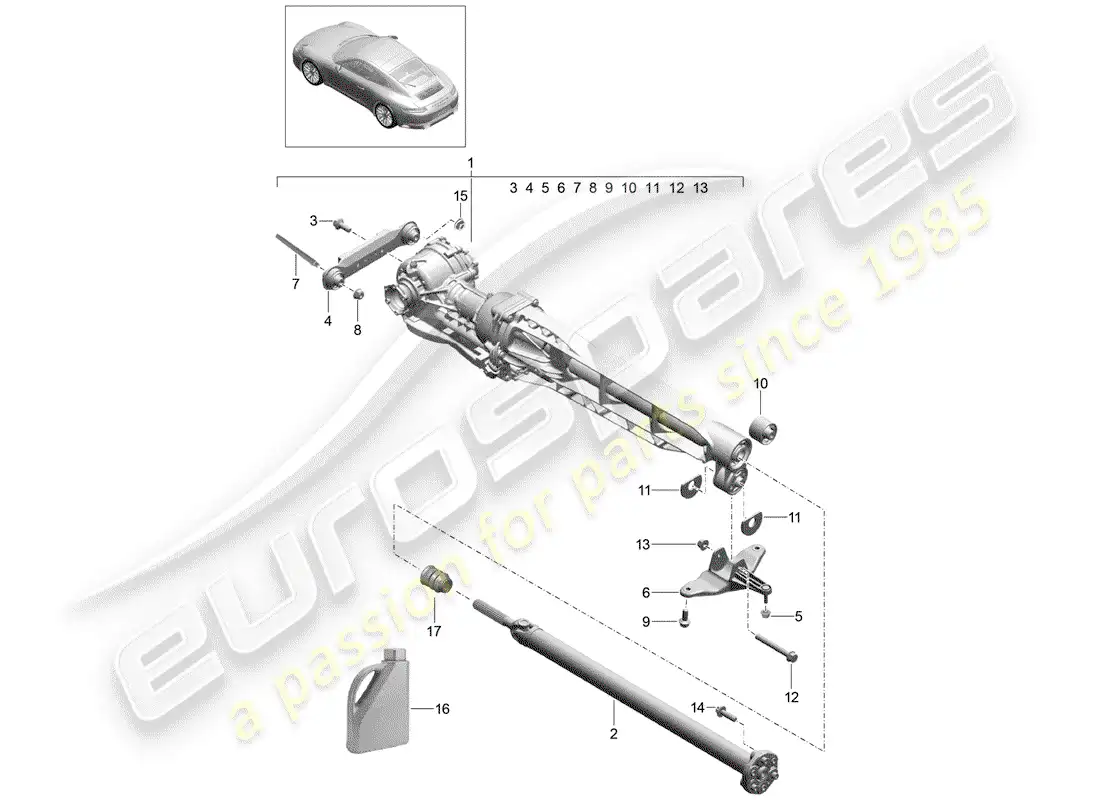 porsche 2017 (991-2) diferencial del eje delantero diagrama de piezas