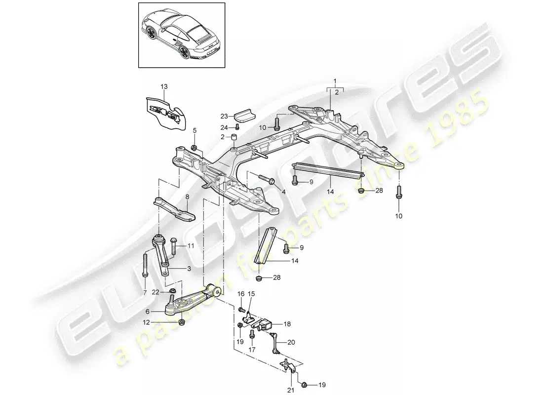 porsche 2013 (997-2 turbo / gt2 rs) travesaño diagrama de piezas