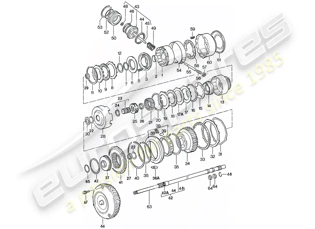 porsche 1984 (944) piezas de transmisión - transmisión automática diagrama de piezas