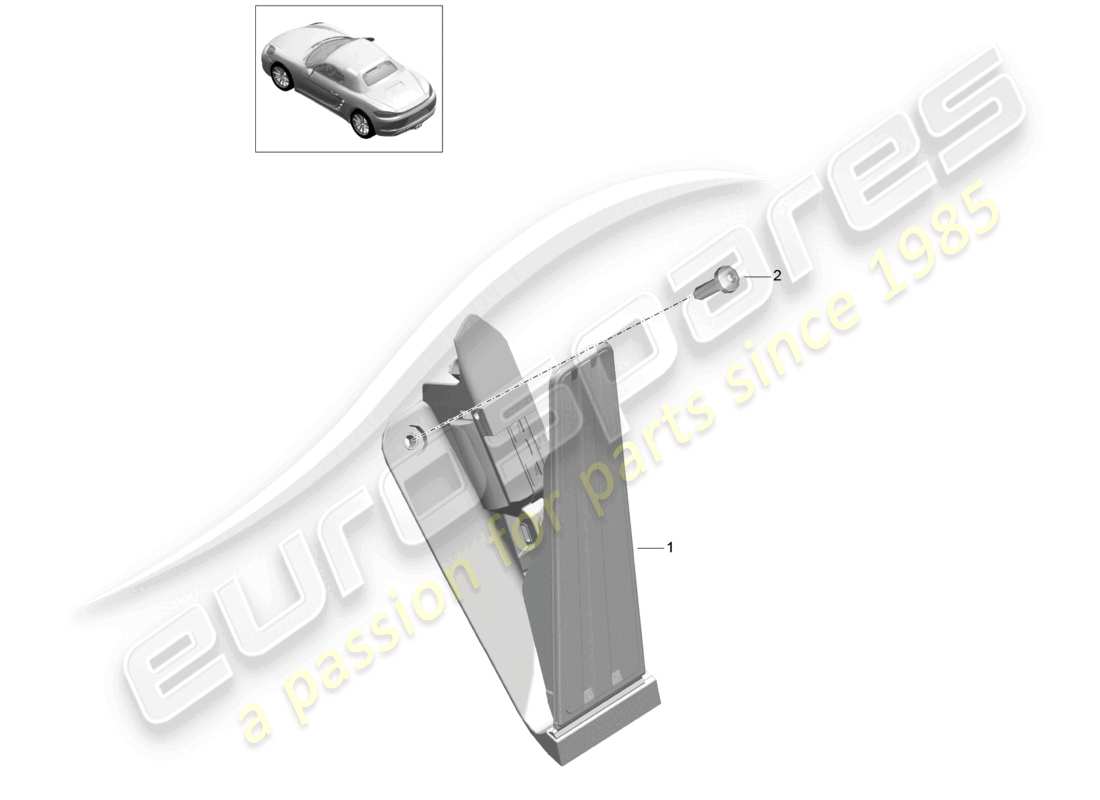 porsche 2024 (718 boxster) diagrama de piezas del control mecánico del acelerador y la palanca de freno y aceleración