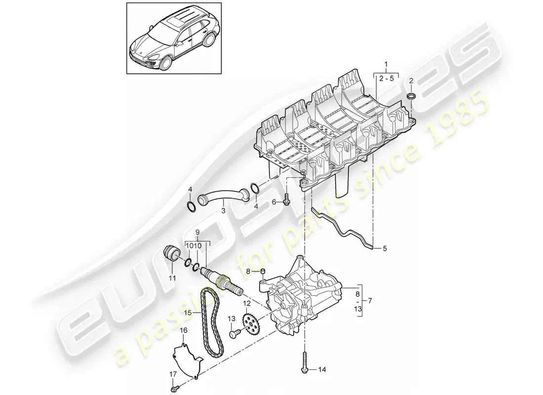 porsche 2011 (cayenne e2 92a) placa deflectora de aceite diagrama de piezas