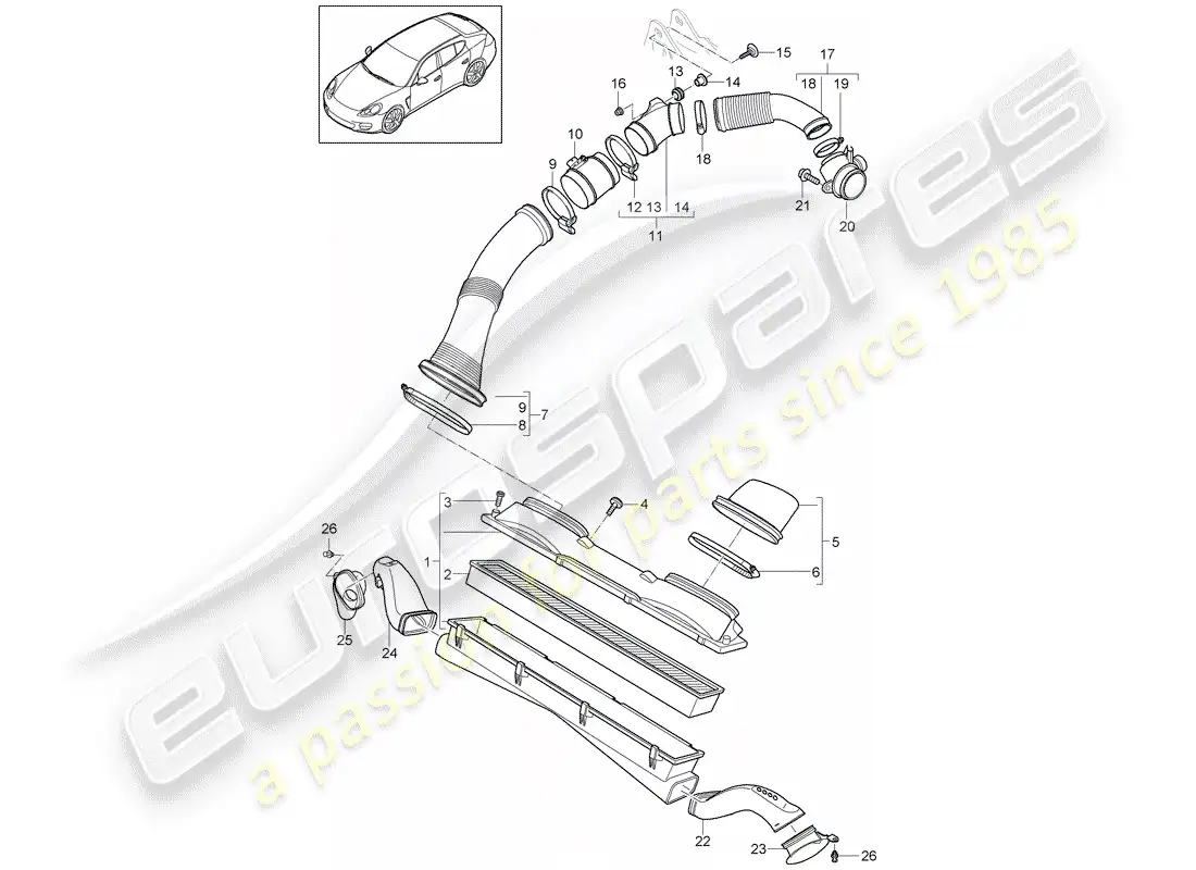 porsche 2011 (panamera 970) sistema de limpieza de aire diagrama de piezas