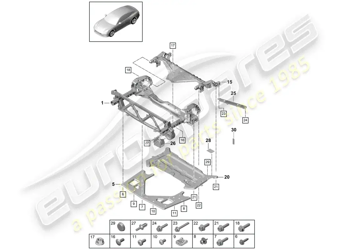 porsche 2017 (panamera 971-1) submarco diagrama de piezas