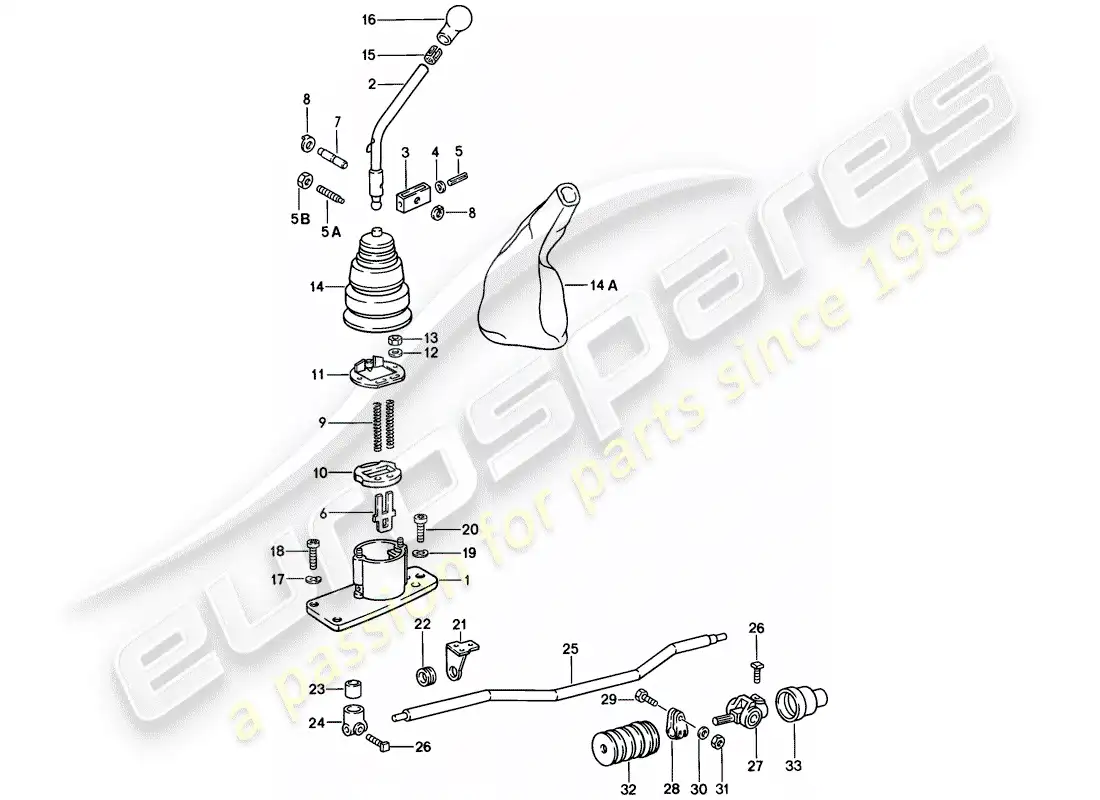 porsche 1984 (911) control de transmisión diagrama de piezas