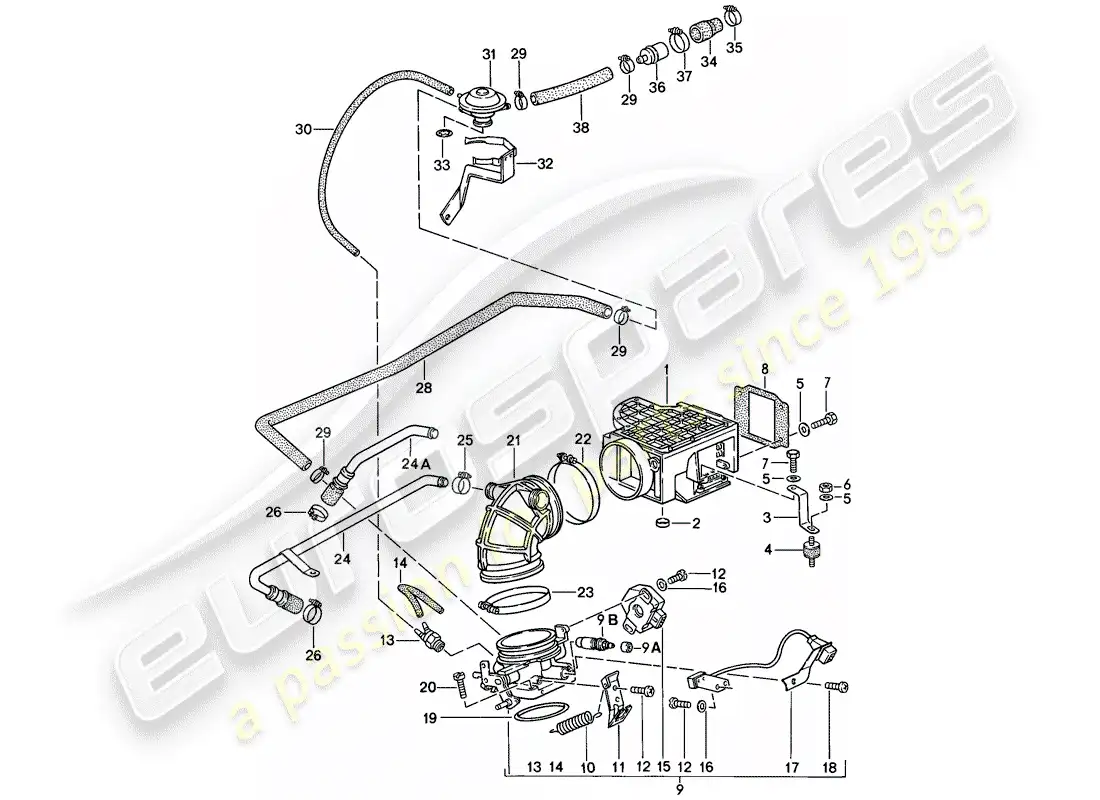porsche 1984 (911) para-l-jetronic i diagrama de piezas