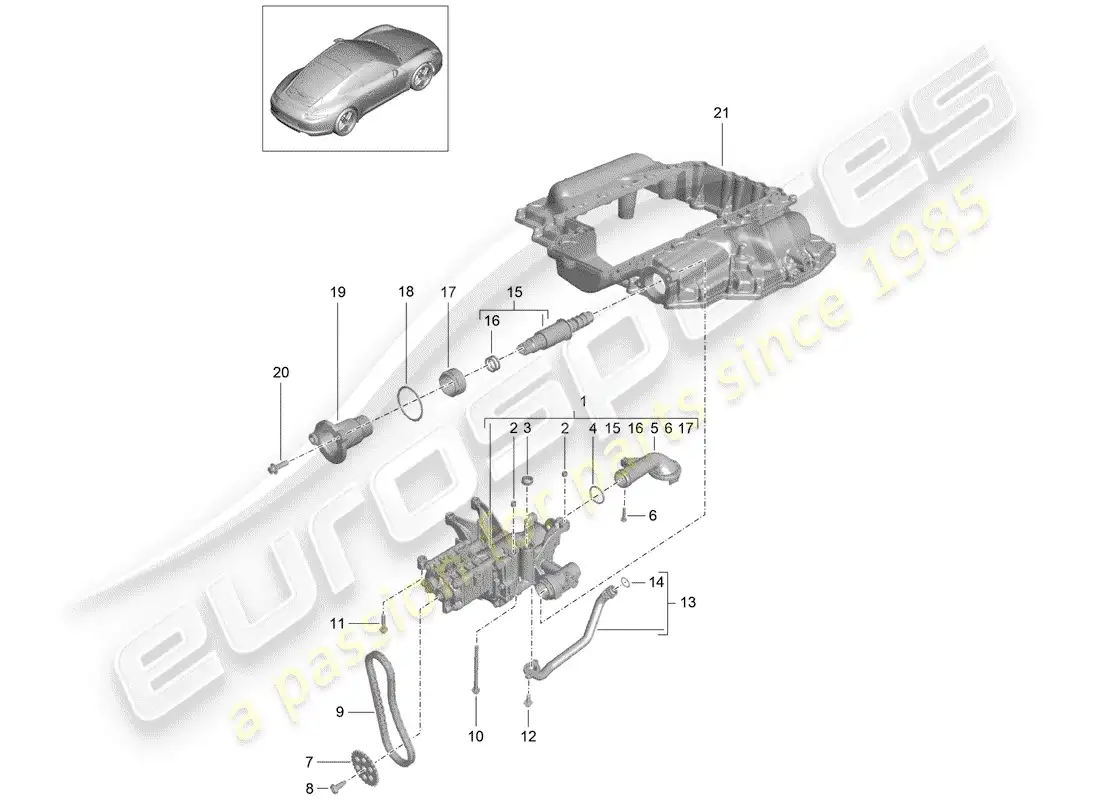 porsche 2014 (991-1) bomba de aceite diagrama de piezas