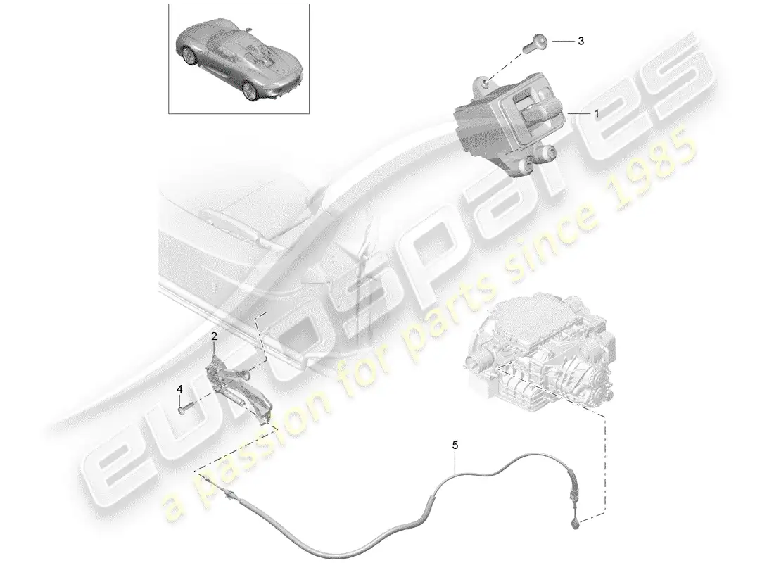 porsche 2015 (918 spyder) palanca selectora diagrama de piezas