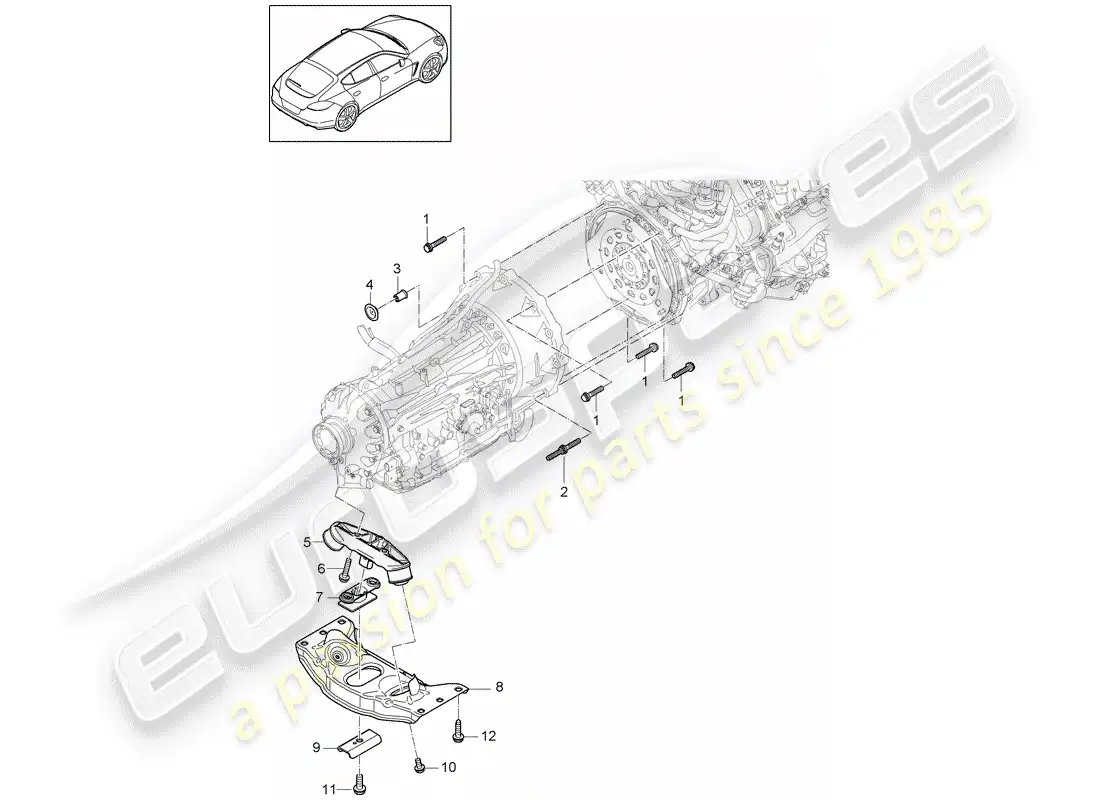 porsche 2011 (panamera 970) piezas de montaje para motor y diagrama de piezas