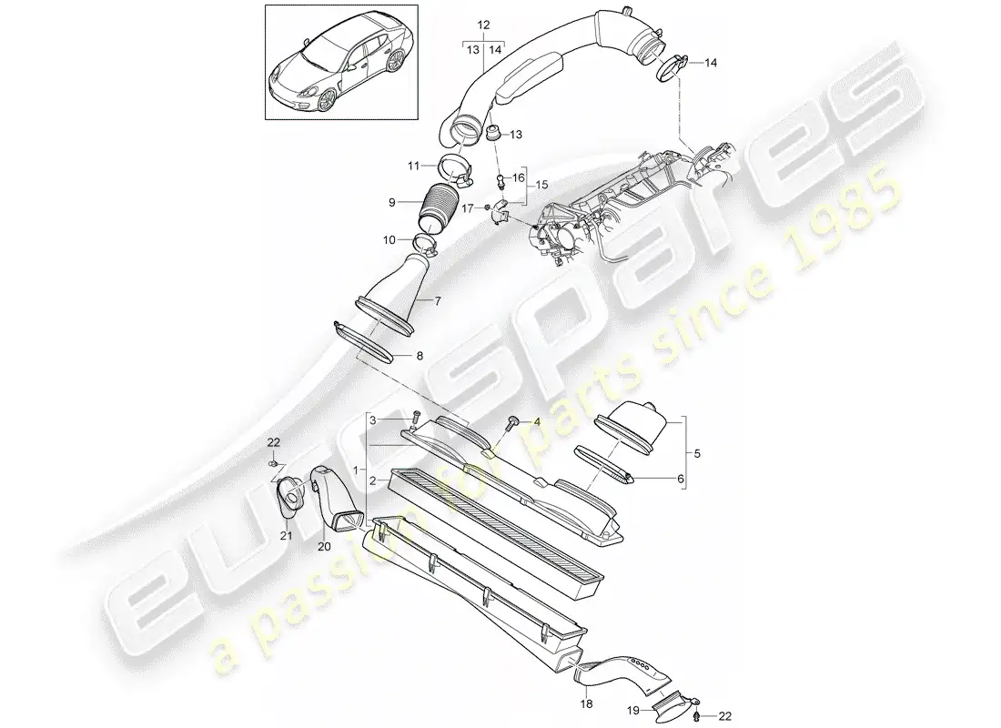 porsche 2011 (panamera 970) sistema de limpieza de aire diagrama de piezas