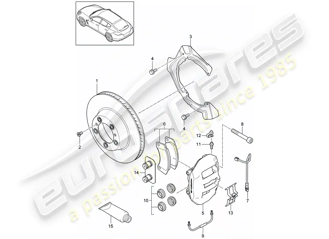 porsche 2012 (panamera 970) frenos de disco diagrama de piezas