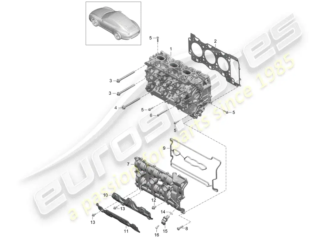 porsche 2014 (991-1) cabeza de cilindro diagrama de piezas