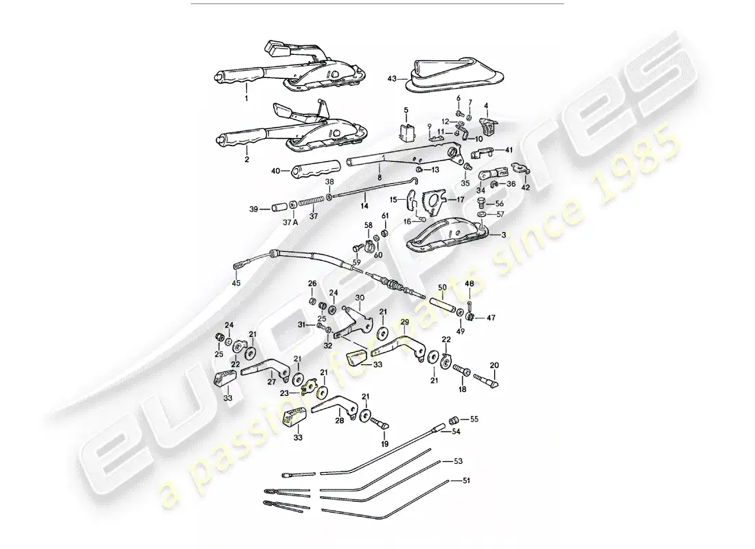 porsche 1978 (911) palanca de freno de mano - palanca de funcionamiento - para - calentador diagrama de piezas