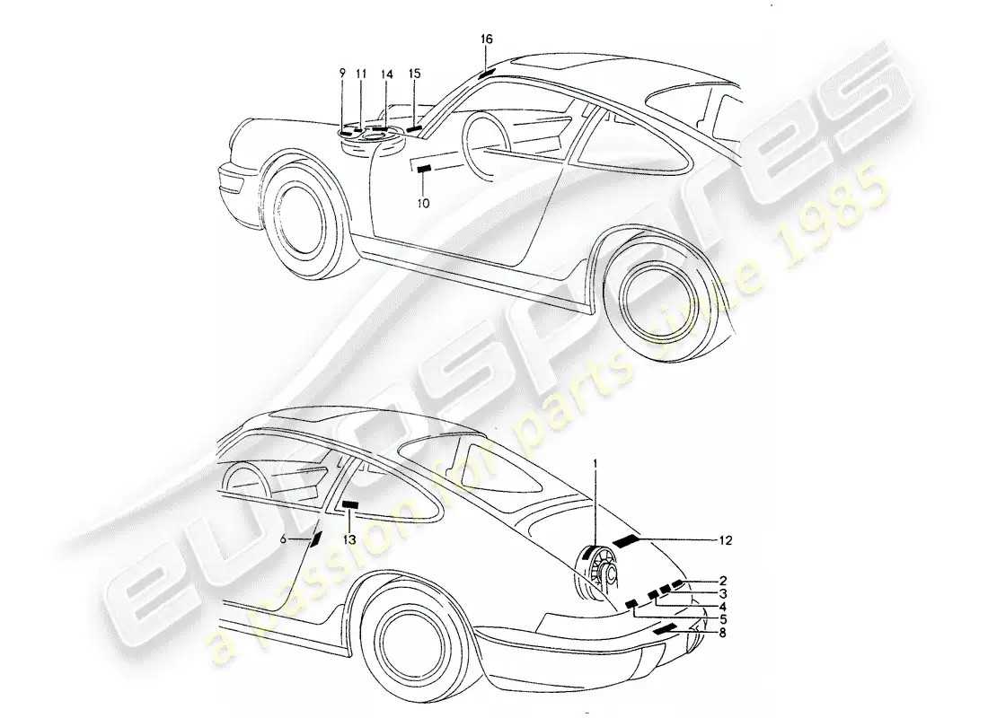 porsche 1989 (964) señales/avisos diagrama de piezas