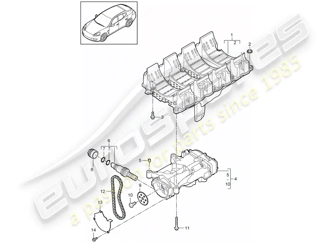 porsche 2016 (panamera 970) placa deflectora de aceite diagrama de piezas