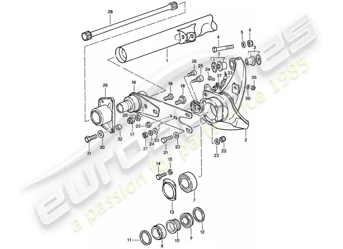 porsche 1985 (911) eje posterior diagrama de piezas