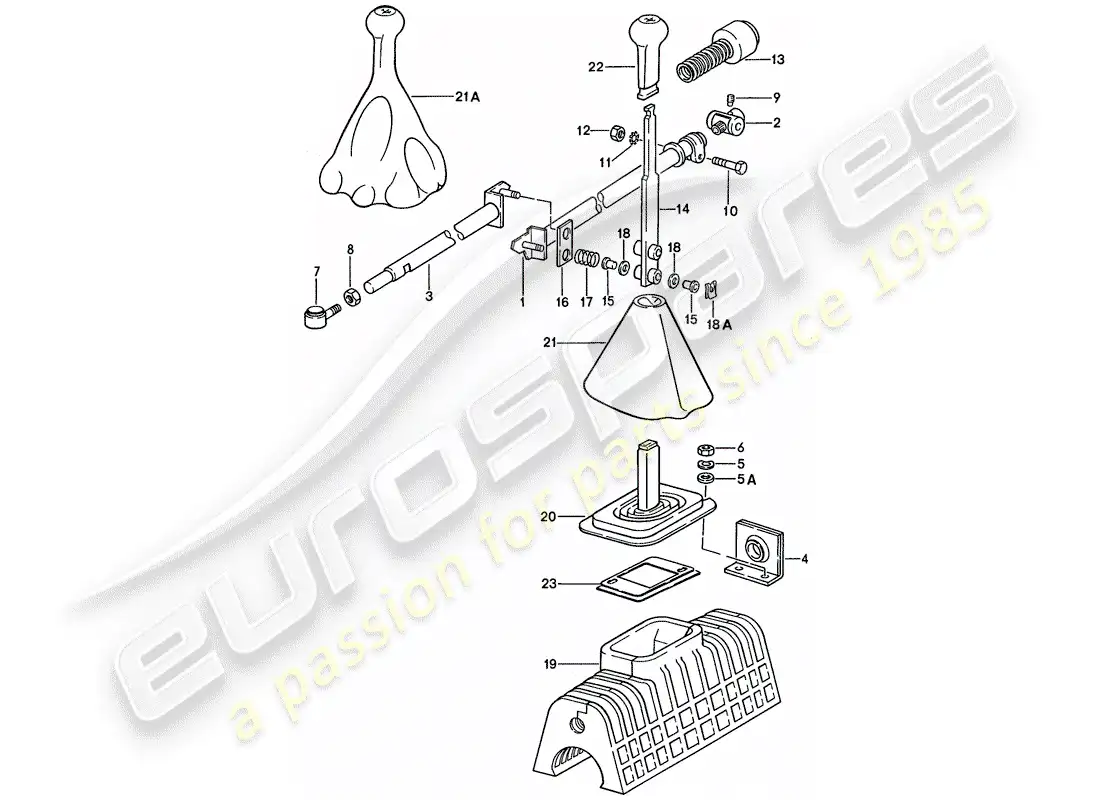 porsche 1988 (928) mecanismo de cambio - para vehículos con - caja de cambios manual diagrama de piezas