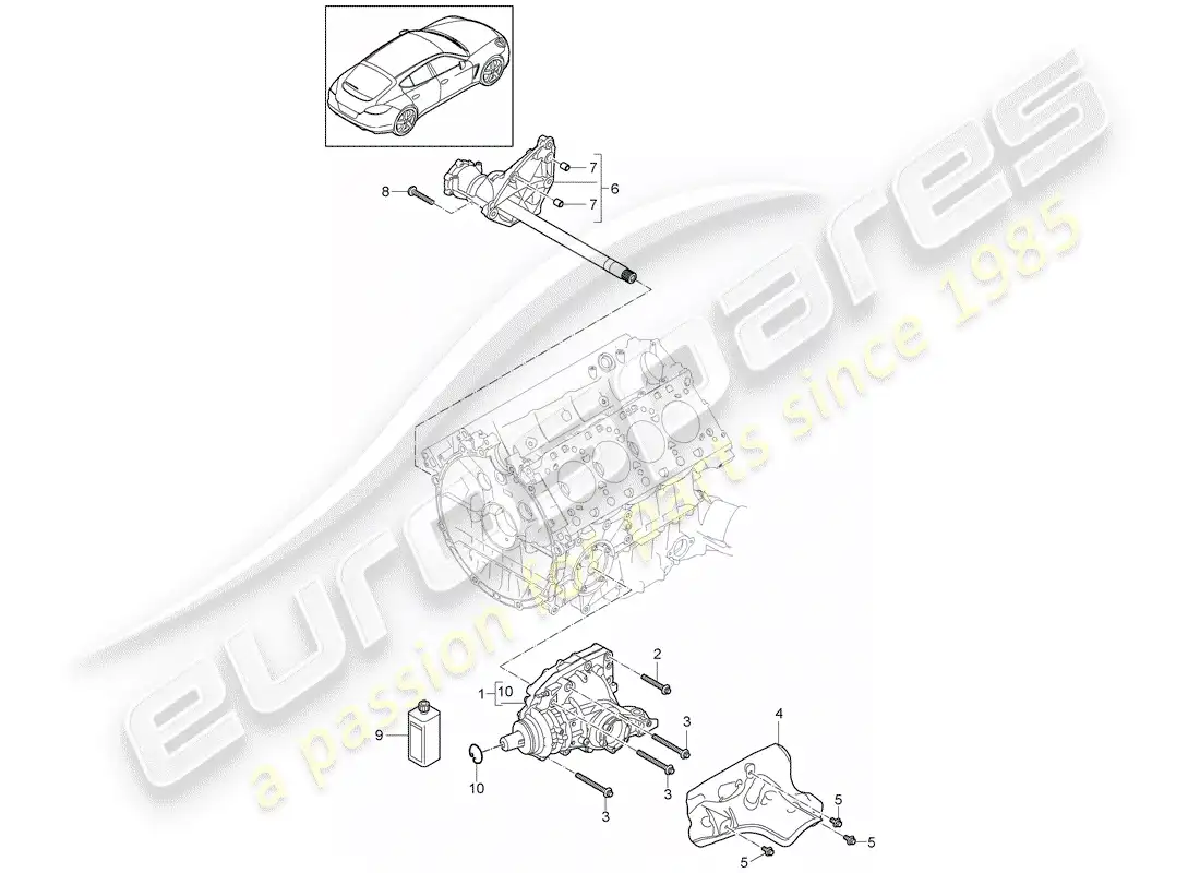 porsche 2012 (panamera 970) diagrama de piezas del diferencial del eje delantero